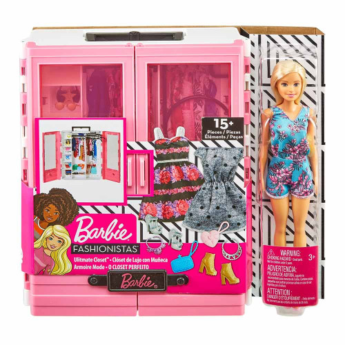 Лялька Барбі Ігровий Набір Barbie та Модний Шкаф з Одягом та Аксесуарами Mattel Mattel