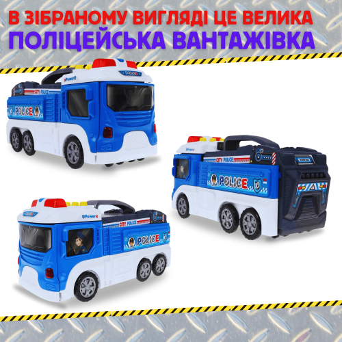 Игровой Набор Полиция 2в1 Детский Гараж Для Машинок Полицейский Участок Паркинг Две Машинки и Вертолет со Светом и Звуком Combuy