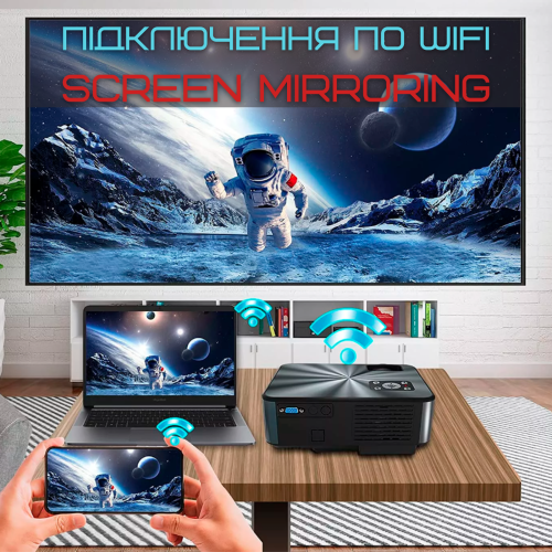 Домашній Проектор Міні WIFI 3200 Lumen з Динаміком + Bluetooth 5.0 Cheerlux C9 Pro 1920*1080 P Full HD Cheerlux