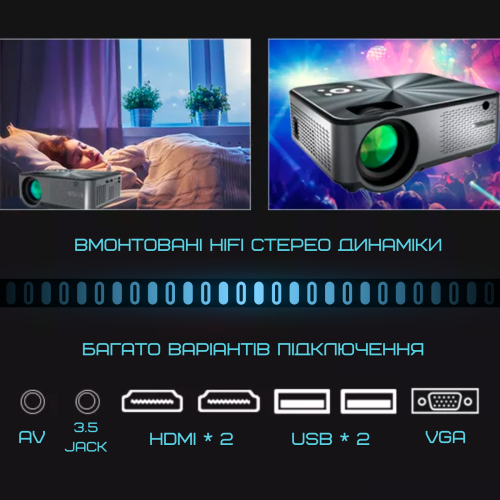Домашний Проектор Мини WIFI 3200 Lumen с Динамиком + Bluetooth 5.0 Cheerlux C9 Pro 1920*1080 P Full HD Cheerlux
