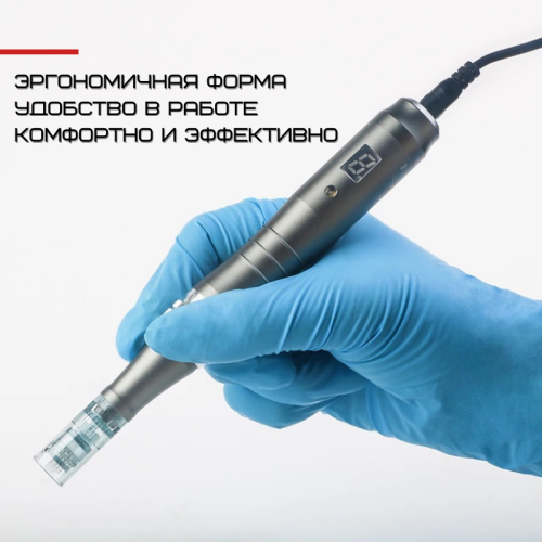 Дермапен Dr. Pen 6 Режимов + 2 Насадки Дермаштамп Для Фракционной Мезотерапии Электрический Мезороллер Для Лица M8 Серый Dr.Pen