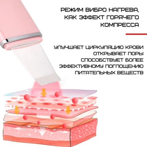 Портативный Ультразвуковой Скрабер Для Чистки Лица, Лифтинга и Тонизации с Функцией EMS и Разогревающим Эффектом 4in1 Черный Black Owl