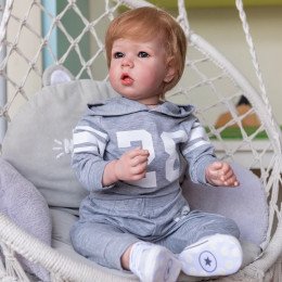 Силиконовая Коллекционная Кукла Реборн Большая Reborn Мальчик Мирон ( Виниловая Кукла ) Высота 75 см