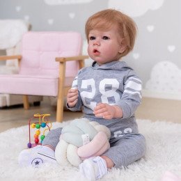 Силиконовая Коллекционная Кукла Реборн Большая Reborn Мальчик Мирон ( Виниловая Кукла ) Высота 75 см