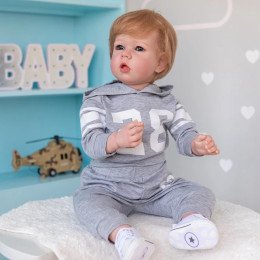 Силиконовая Коллекционная Кукла Реборн Большая Reborn Мальчик Мирон ( Виниловая Кукла ) Высота 75 см