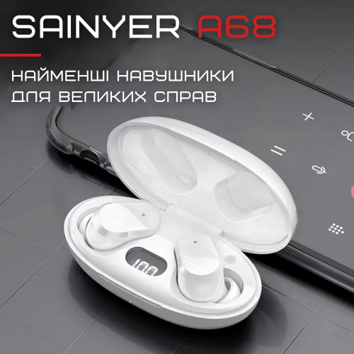 Беспроводные Bluetooth Наушники Вакуумные Вкладыши IPX5 со Встроенным Чипом JL Sainyer A68 Белые Sainyer