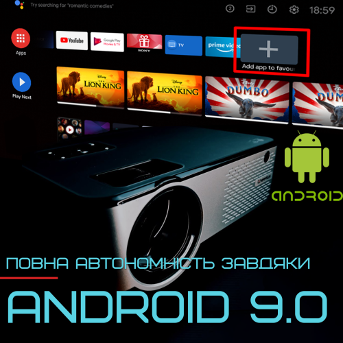 Портативний Проектор Android 9.0 Full HD 1920*1080 P + WIFI + Bluetooth з Динаміками 3200 Lumen Міні LED Проектор Домашній Cheerlux C9pro Cheerlux