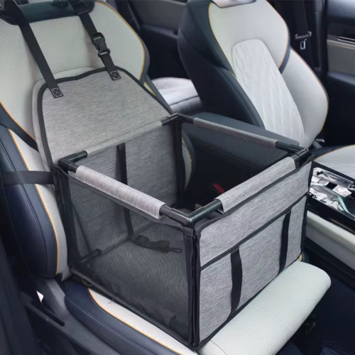 Сумка Переноска в Авто для Собак и Кошек Каркасная 12 Трубок Сиденье Автокресло Складное в Машину для Транспортировки Животных Серое Zmaker
