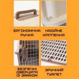 Переноска Контейнер Для Собак и Кошек 58*37*37 см с Металлическими Креплениями + Замок по Стандартам IATA Для Перевозки и Транспортировки Животных до 12 кг