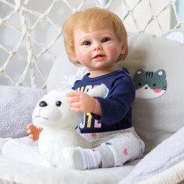 Силиконовая Коллекционная Кукла Реборн Reborn Мальчик Эрик ( Виниловая Кукла ) Высота 57 см