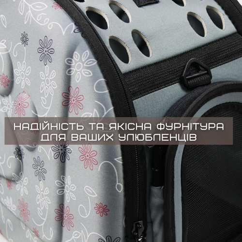 Переноска Сумка Для Кота Складная с Прозрачными Окошками Сумка Для Домашних Животных до 7 кг Zmaker Серая Zmaker