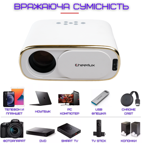 Портативный WIFI Мини LED Проектор Android 9.0 Full HD 1920*1080 P 4000 Lumen с Динамиком + Bluetooth 5.0 Cheerlux C16 Cheerlux