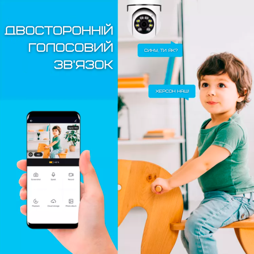 Бездротова Поворотна WIFI Камера Лампочка з Датчиком Руху та Нічним Баченням з ІЧ Підсвічуванням Full HD YIIOT