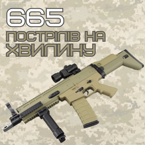 Оружие на Орбизах Автомат SCAR Электрический Орбиган Гель Бластер Премиум Качества с Аккумулятором + Лазерный Прицел + Ручка Подставка и Оптика BB Койот BB