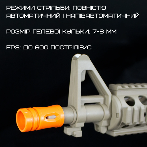 Гель Бластер на Орбізах Електричний Автомат M4A1 Преміум Якості Зброя Орбіган з Акумулятором + Коліматор BB M4 CQB Койот BB