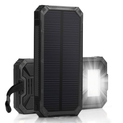 Повербанк на 30000 mAh с Солнечной Батареей и Креплением Для Рюкзака Портативный Внешний Аккумулятор 2в1 в Защищенном Корпусе + Мощный Фонарь и LED Индикатор DEJI S30 DEJI