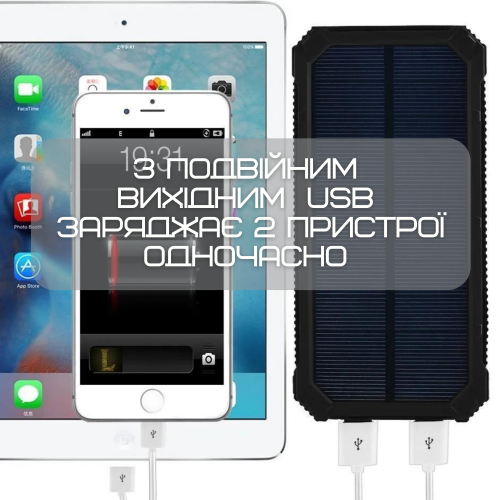Повербанк на 30000 mAh с Солнечной Батареей и Креплением Для Рюкзака Портативный Внешний Аккумулятор 2в1 в Защищенном Корпусе + Мощный Фонарь и LED Индикатор DEJI S30 DEJI