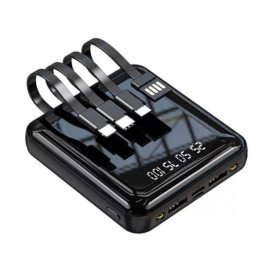 Мини Повербанк 5в1 20000 mAh на 4 Выхода Карманный Внешний Аккумулятор со Встроенными Портами TYPE-C + USB + Iphone + Micro USB с Фонариком и LED Индикатором DEJI Mini M20 DEJI