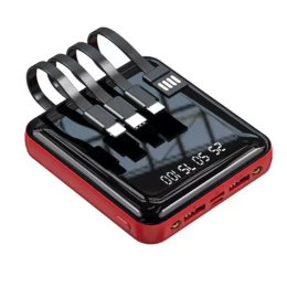 Повербанк 5в1 20000 mAh на 4 Выхода со Встроенными Портами TYPE-C + USB + IPhone + Micro USB Мини Карманный Внешний Аккумулятор с Фонариком и LED Индикатором DEJI Mini M20 DEJI