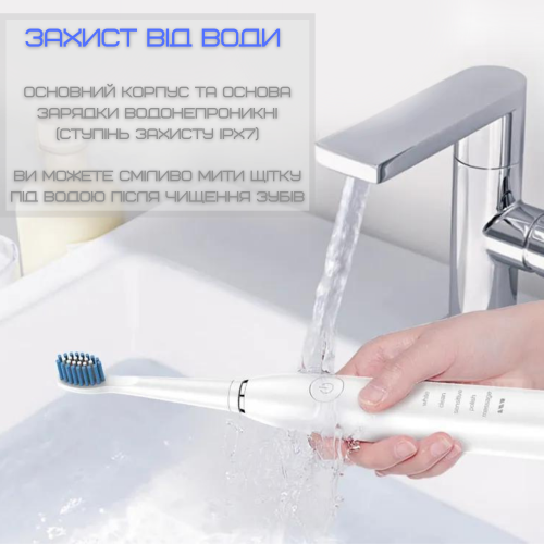 Электрическая Зубная Щетка Звуковая Взрослая Seago SG575 5 Насадок + 5 Режимов + Кейс Для Хранения Sonic Белая Seago