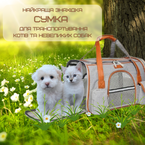 Сумка Переноска Для Кота Складная Сумка Для Домашних Животных с Прозрачными Стенками и Креплениями к Чемодану и Авто до 7 кг Светло Серая ROYAL WANT