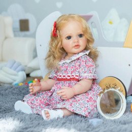 Силиконовая Коллекционная Кукла Реборн Reborn Девочка Лили Полностью Анатомическая ( Виниловая Кукла ) Высота 55 см Reborn Dolls