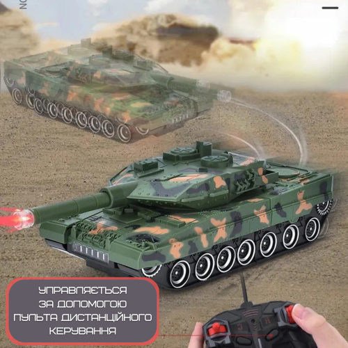 Игрушка Робот Трансформер Танк на Радиоуправлении со Светом и Звуком + Вращение на 360° на Аккумуляторе Зеленый Combuy