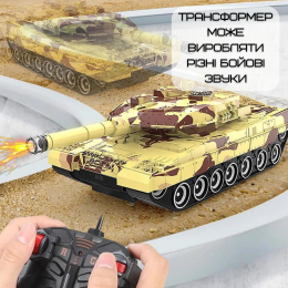Танк Трансформер Игрушка Робот на Пульте Радиоуправления со Световыми и Звуковыми Эффектами + Вращение на 360° с Аккумулятором Combuy
