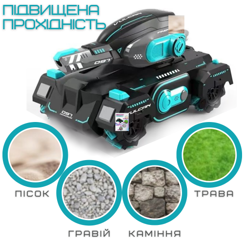  Игрушка Танк с Браслетом и Пультом Управления на Орбизах с Аккумулятором + LED Подсветка + Музыка + Демо Режим Радиоуправляемый Танк Вездеход с Гелиевыми Шариками Stunt Car Чёрный  STUNT CAR