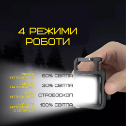Портативний Замок Ліхтарик Кишеньковий 4в1 на Магніті та Акумуляторі TYPE-C зі Складною Підставкою Чорний