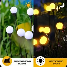 Светильник Лампочка LED Для Сада Декоративный Водонепроницаемый Фонарь Для Клумбы На Дачу 2в1 с Датчиком Света на Солнечной Батарее IPX5 YIIOT