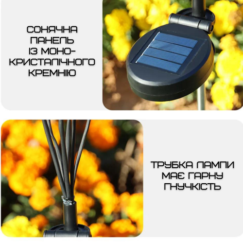 Фонарь Светильник Для Сада 2 Веточки LED Лампочки Декоративные Водонепроницаемые IPX5 Для Клумбы на Дачу 2в1 на Солнечной Батарее с Датчиком Света YIIOT YIIOT