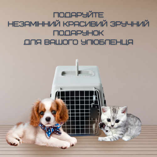  Контейнер Для Авиа Перевозок Животных 50*31*34 см Переноска Для Кошек и Собак с Металлическими Креплениями и Дверью + Замок до 9 кг Gray Treaxy