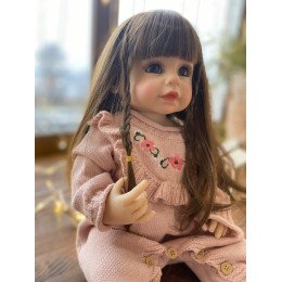 Силиконовая Коллекционная Кукла Реборн Reborn Девочка Лейла Полностью Анатомическая ( Виниловая Кукла ) Высота 55 см