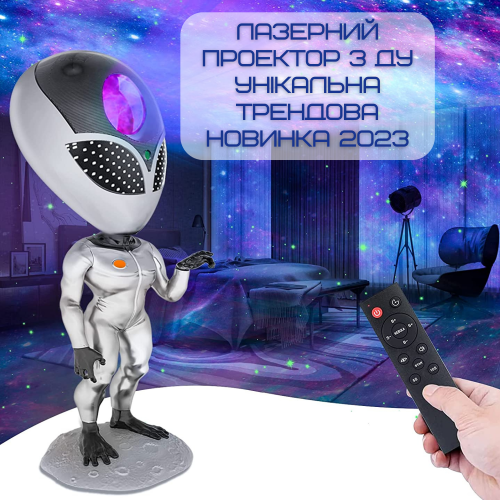 Лазерный Проектор Звёздного Неба Пришелец 8 Режимов + 5 Уровней Интенсивности Ночник Для Детей и Взрослых с Функцией Повторения Слов и Таймером AlienSUN Combuy