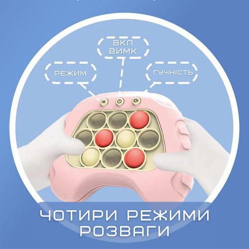 Электронный Поп Ит Антистресс Портативный Детская Развивающая Игрушка Беспроводная 4 Режима и Подсветка Pop It Pro Розовый  SV Toys