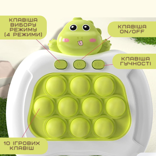 Електронний Поп Іт Про 4 Режима + Підсвічування Портативна Бездротова Інтерактивна Розвиваюча Іграшка Антистрес Pop It Pro Бегемот SV Toys