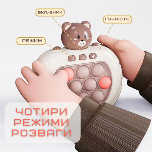 Электронный Поп Ит Портативный 4 Режима и Подсветка Детская Интерактивная Развивающая Игрушка Антистресс Pop It Pro Мишка SV Toys