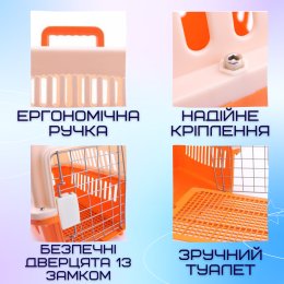 Переноска Для Котів та Собак 48*32*30 см Контейнер Для Авіа Перевезень Тварин з Металевими Кріпленнями та Дверями + Замок до 9 кг Помаранчевий