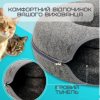 Лежанка Для Котів 60 см Розкладна Печера Капсула Твідова 2в1 Царапка Будиночок М'яка Сіра HS-60