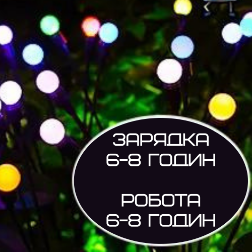 Фонарь Светильник Для Сада 1 Ветка 6 Разноцветных Фонариков LED Лампочки Декоративные Водонепроницаемые IPX5 Для Клумбы на Дачу 2в1 на Солнечной Батарее с Датчиком Света YIIOT YIIOT
