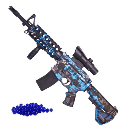 Детский Игрушечный Автомат на Орбизах M4A1 Электрический Гель Бластер на Аккумуляторе 2 Режима + Глушитель + Оптика 80 см Синий BB