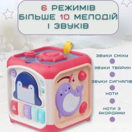 Детский Развивающий Игровой Центр Музыкальный Бизикуб Сортер с Пианино Для Самых Маленьких Розовый