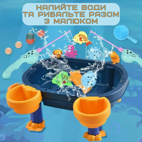 Детский Развивающий Игровой Набор Рыбалка на Магнитах Интерактивная с Двумя Удочками 28 Предметов Синяя Combuy
