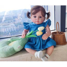 Силиконовая Коллекционная Кукла Реборн Reborn Девочка Бекки (Виниловая Кукла) Высота 60 см