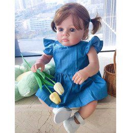 Силиконовая Коллекционная Кукла Реборн Reborn Девочка Бекки (Виниловая Кукла) Высота 60 см