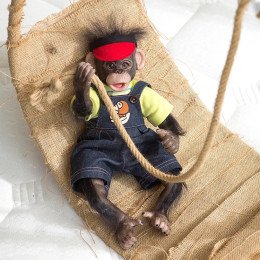 Силиконовая Коллекционная Кукла Реборн Обезьяна Мальчик Чип (Виниловая Кукла Обезьяна) Высота 40 см