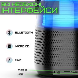 Портативна Міні Караоке Система Для Дому Блютуз Колонка з LED Підсвічуванням та Функція Зміни Голосу Y1 Чорна