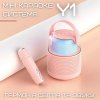Портативная Детская Мини Караоке Система Для Дома Блютуз Колонка с Беспроводным Микрофоном и LED Подсветкой Y1 Розовая