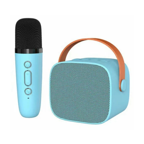 Портативное Детское Мини Караоке + Bluetooth Колонка + Беспроводной Микрофон с Функцией Смены Голоса P2 Голубой KTV